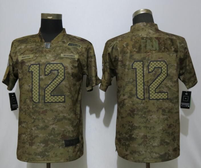 Women Seattle Seahawks #12 Fan Nike Camo Salute to Service Limited NFL Jerseys->women nfl jersey->Women Jersey